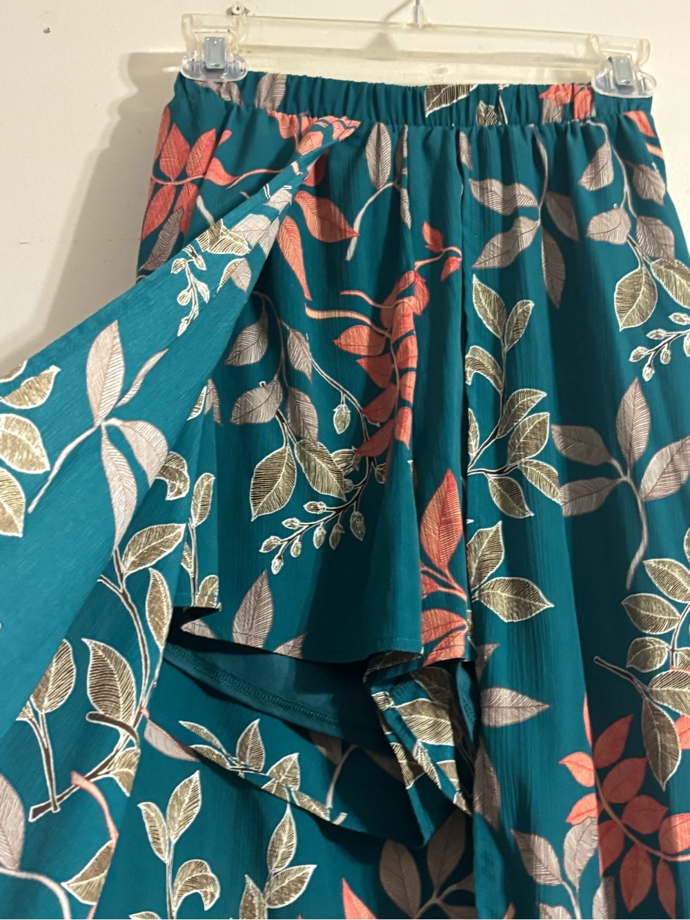Peach Love California Teal Floral Maxi Skort with Coral Accents